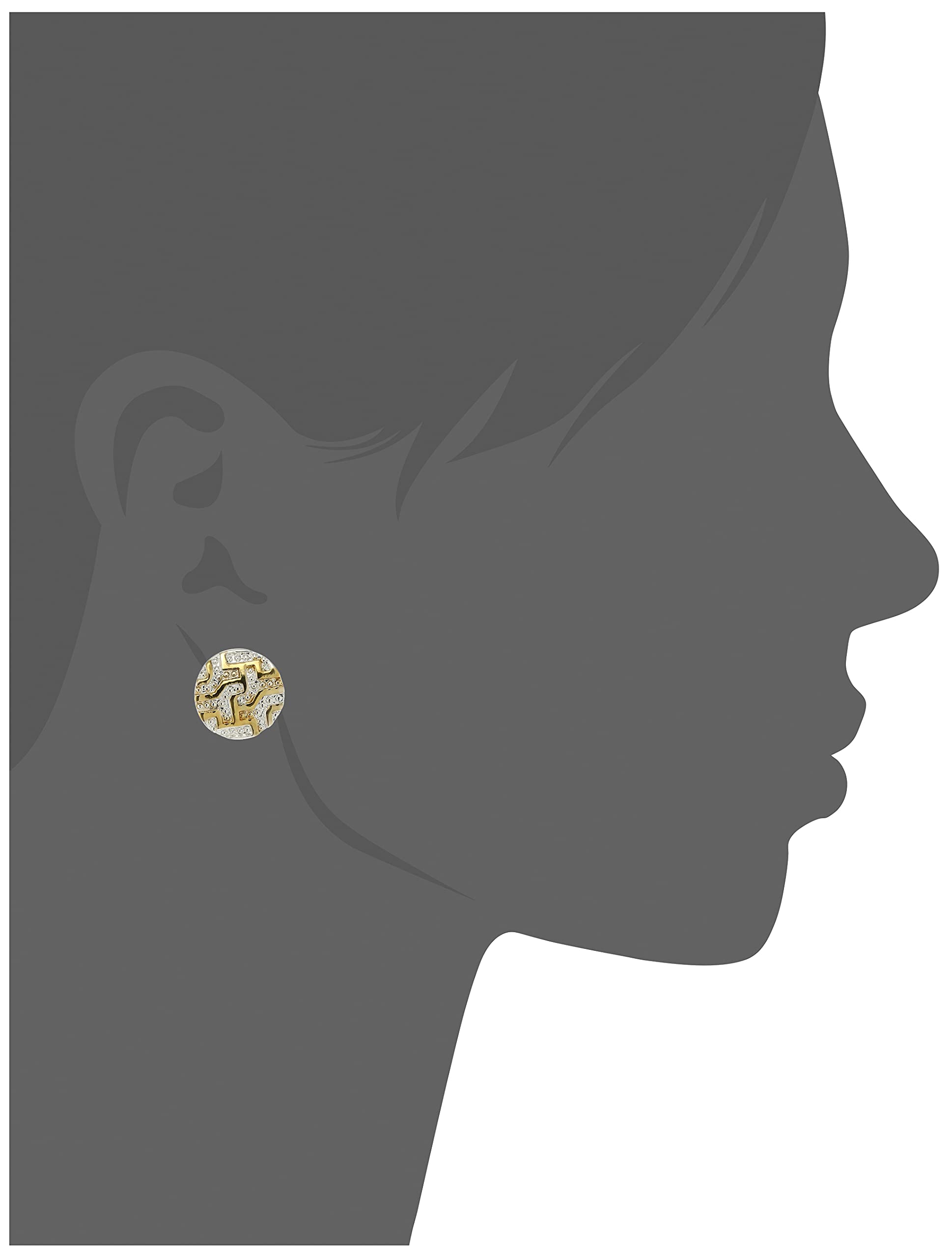 24kt & Rhodium Plated Dual Tone Minecraft Pattern Stud Earring